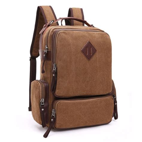 Mochila de Lona Masculina com Partes em Couro e .